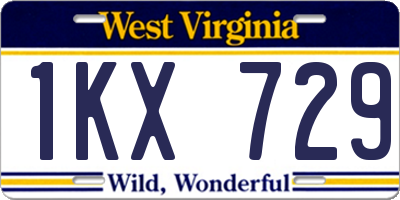 WV license plate 1KX729