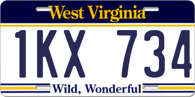 WV license plate 1KX734