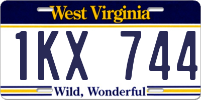 WV license plate 1KX744