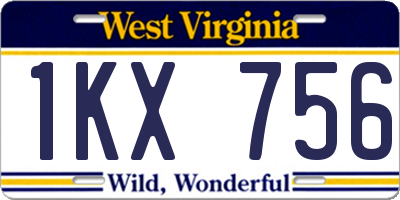 WV license plate 1KX756