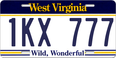 WV license plate 1KX777