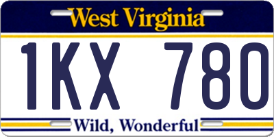 WV license plate 1KX780