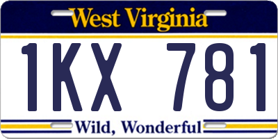 WV license plate 1KX781