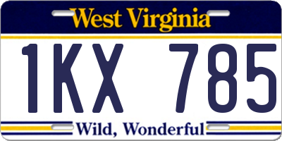 WV license plate 1KX785