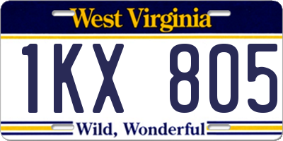 WV license plate 1KX805