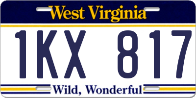 WV license plate 1KX817
