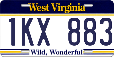 WV license plate 1KX883