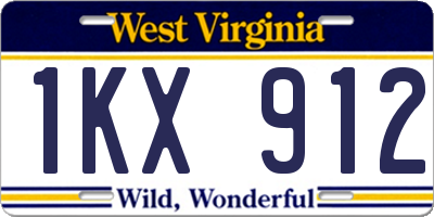 WV license plate 1KX912