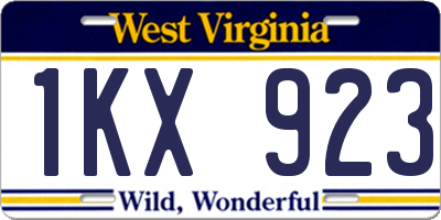 WV license plate 1KX923