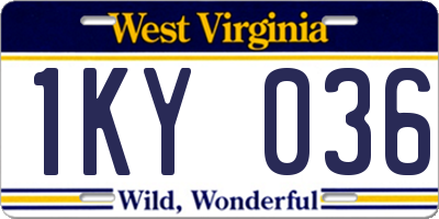 WV license plate 1KY036