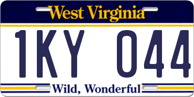 WV license plate 1KY044