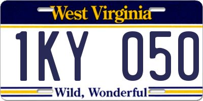 WV license plate 1KY050