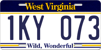 WV license plate 1KY073