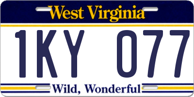 WV license plate 1KY077