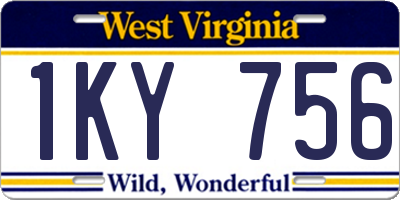 WV license plate 1KY756