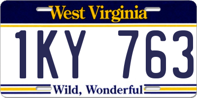 WV license plate 1KY763