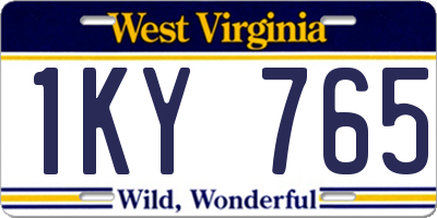 WV license plate 1KY765