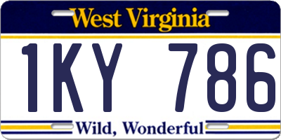 WV license plate 1KY786