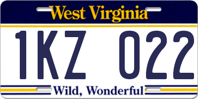 WV license plate 1KZ022