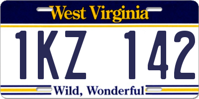 WV license plate 1KZ142