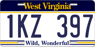 WV license plate 1KZ397