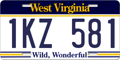 WV license plate 1KZ581