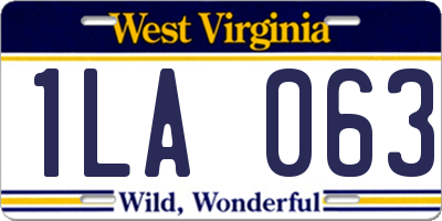 WV license plate 1LA063