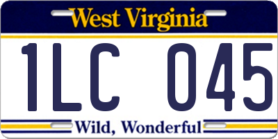 WV license plate 1LC045