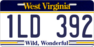 WV license plate 1LD392