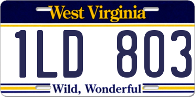 WV license plate 1LD803