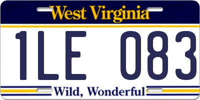WV license plate 1LE083