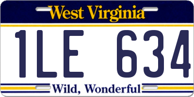 WV license plate 1LE634