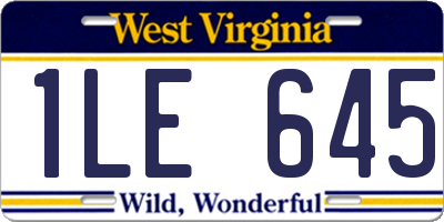 WV license plate 1LE645