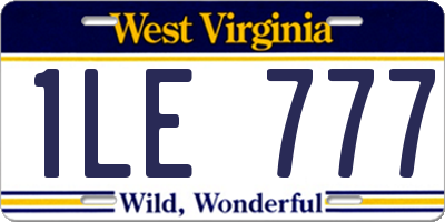 WV license plate 1LE777