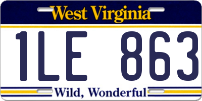 WV license plate 1LE863