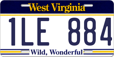 WV license plate 1LE884