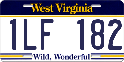 WV license plate 1LF182