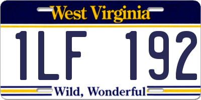 WV license plate 1LF192