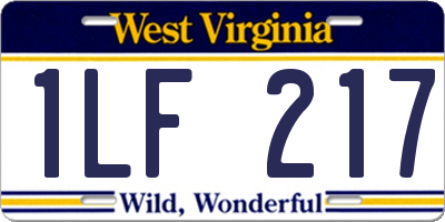 WV license plate 1LF217