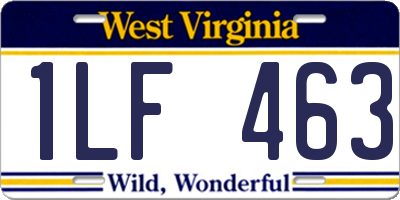 WV license plate 1LF463