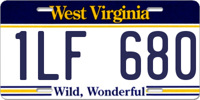 WV license plate 1LF680