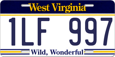 WV license plate 1LF997