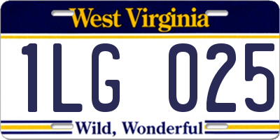 WV license plate 1LG025