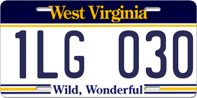 WV license plate 1LG030