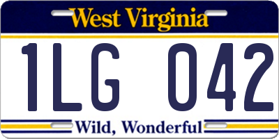 WV license plate 1LG042