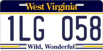 WV license plate 1LG058