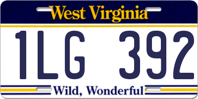 WV license plate 1LG392