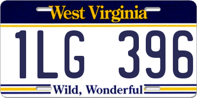 WV license plate 1LG396
