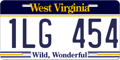 WV license plate 1LG454