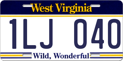 WV license plate 1LJ040